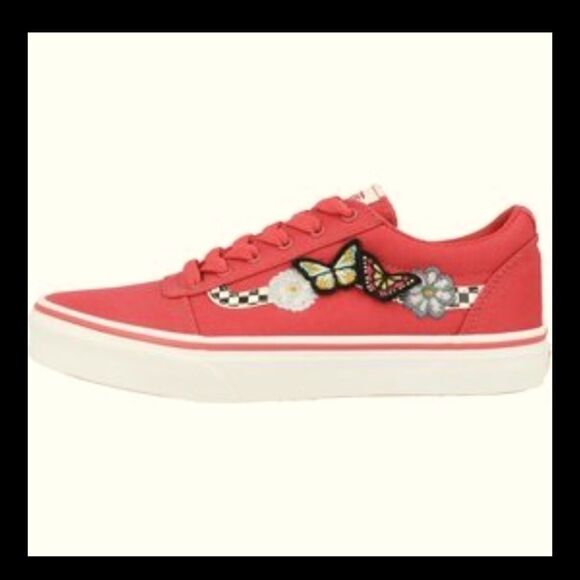 VANS womens/ youth ward red and white butterfly sneakers Missy sz 5 (womens 6.5) - Picture 1 of 11